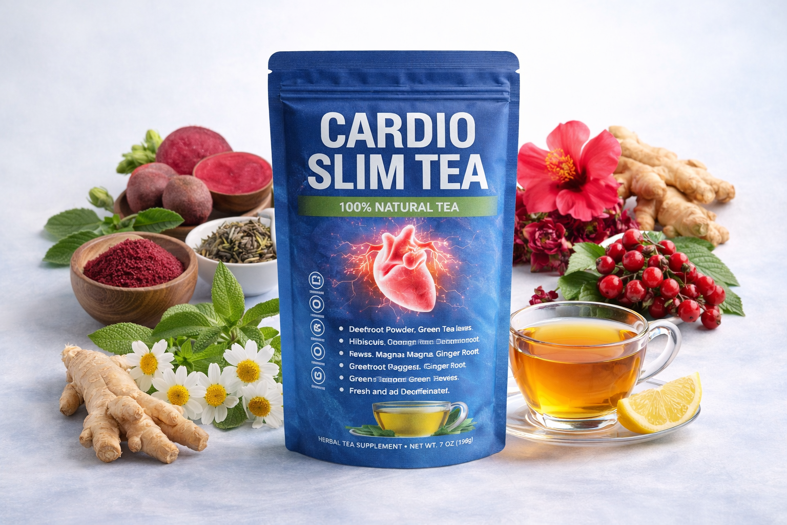 Cardio Slim Tea ingredients showcase