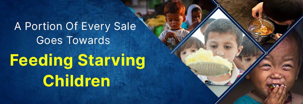 A portion of every sale goes towards feeding starving children